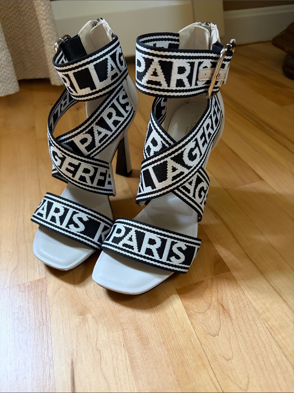 Karl Lagerfeld Paris Careliz Logo Strappy Sandals Heels 6.5